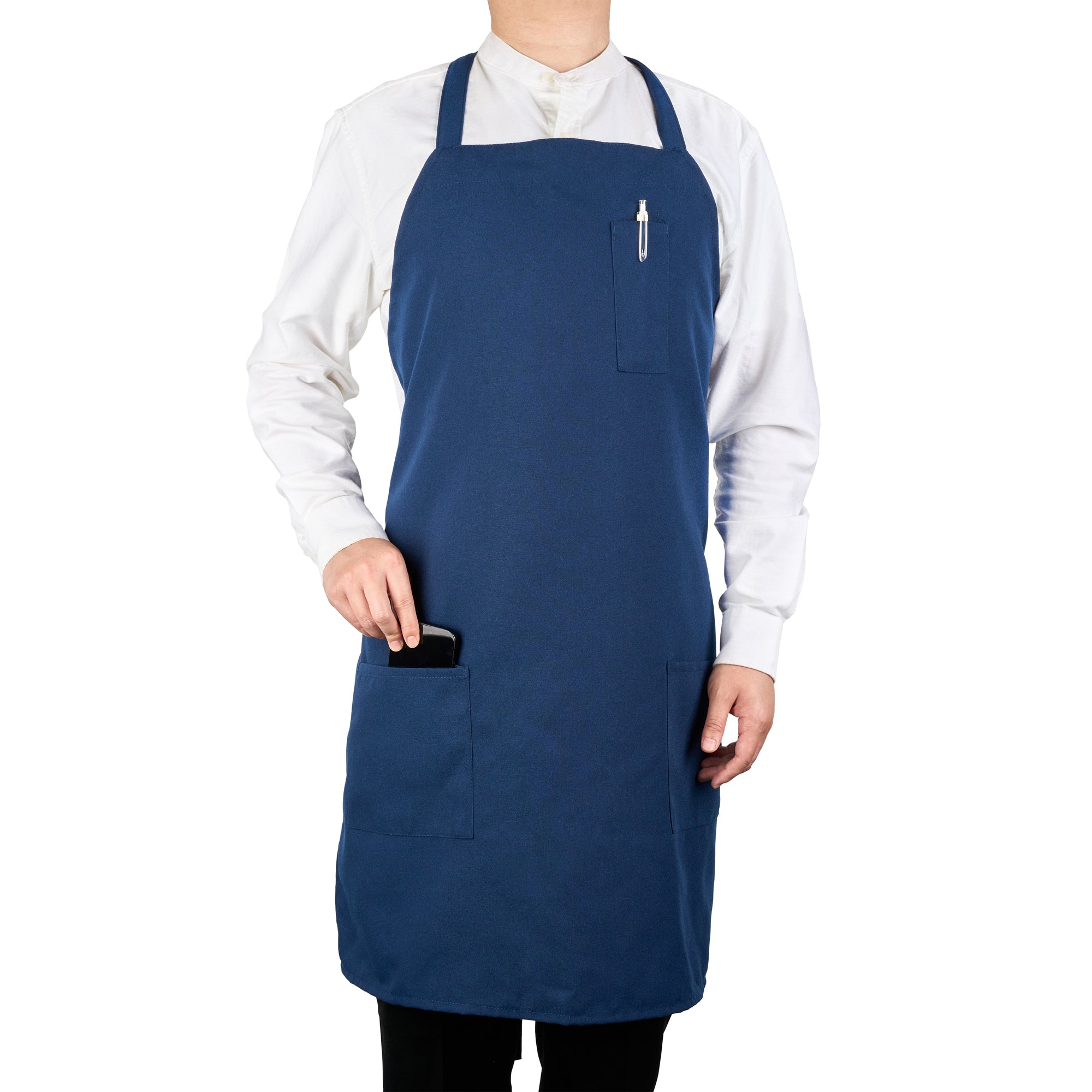 RW Base Blue Standard Bib Apron - with 3 Pockets - 32 1/2'' x 27 1/2'' - 1 count box