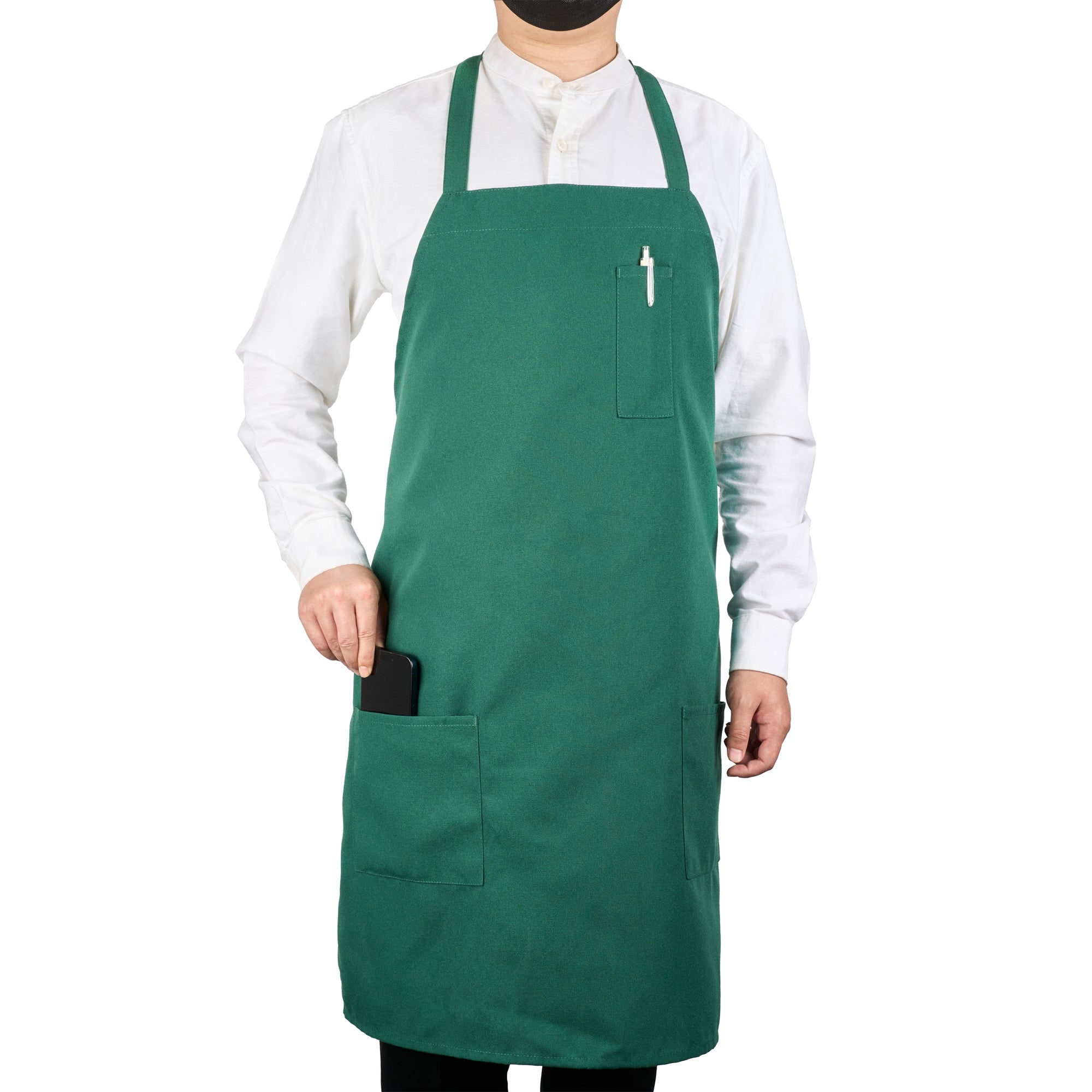 RW Base Green Standard Bib Apron - with 3 Pockets - 32 1/2'' x 27 1/2'' - 1 count box