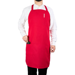 RW Base Red Standard Bib Apron - with 3 Pockets - 32 1/2'' x 27 1/2'' - 1 count box