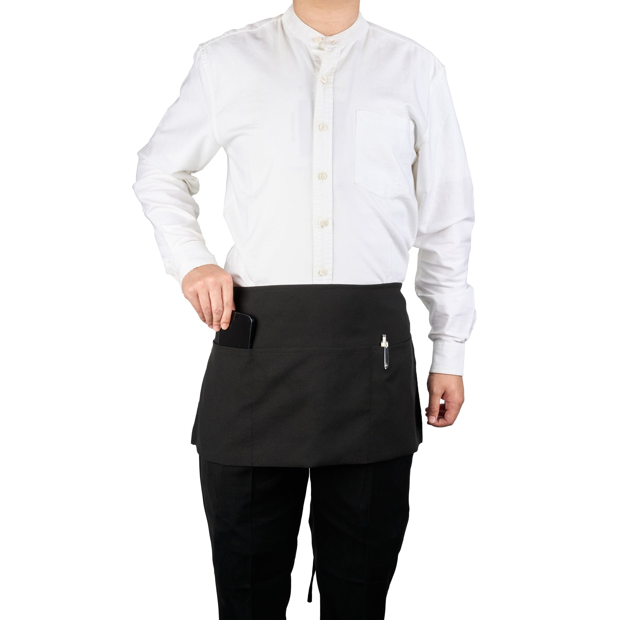 RW Base Black Standard Waist Apron - with 3 Pockets - 24" x 12" - 1 count box