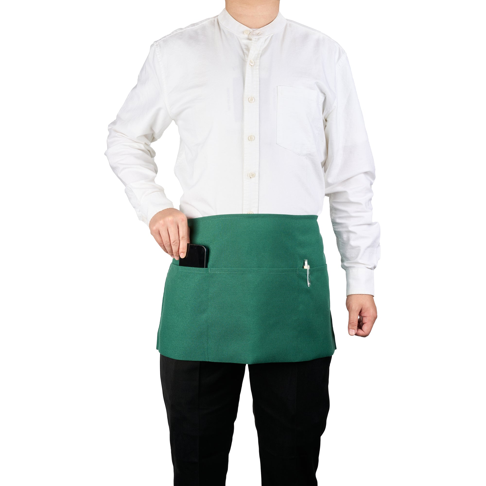 RW Base Green Standard Waist Apron - with 3 Pockets - 24" x 12" - 1 count box