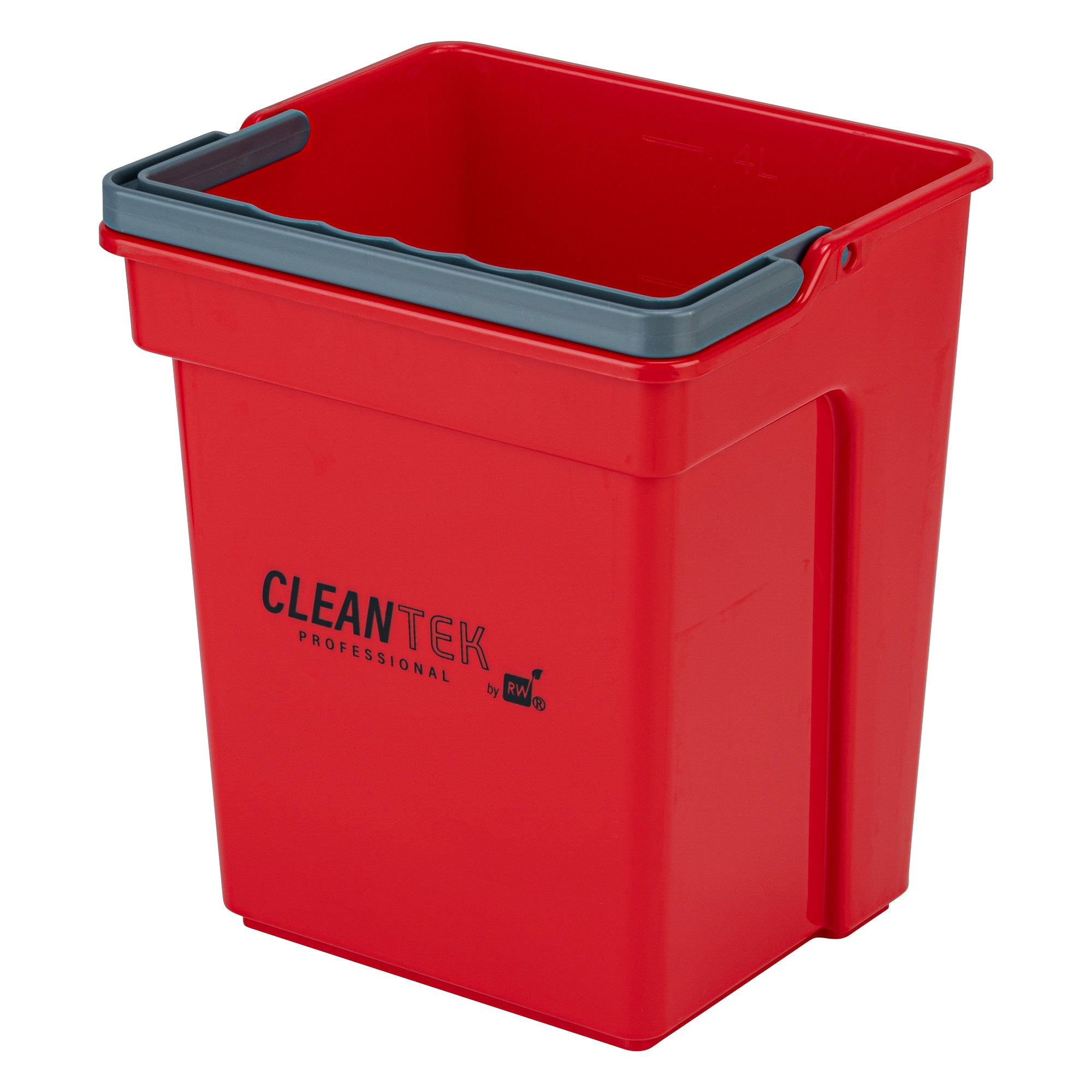 Clean Tek Professional 4 Qt Red Cleaning Bucket - 7" x 6 1/4" x 8 1/2" - 1 count box