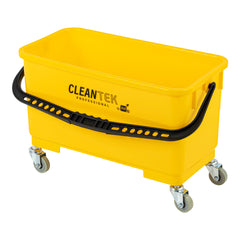 Clean Tek Professional 25 Qt Yellow Bucket - with Wheels, Sieve - 22