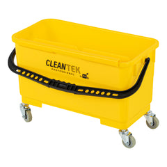 Clean Tek Professional 25 Qt Yellow Bucket - with Wheels, U-Shaped Sieve - 22