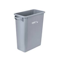 Clean Tek Professional 15 gal Rectangle Gray Plastic Slim Trash Can - with Handles - 24