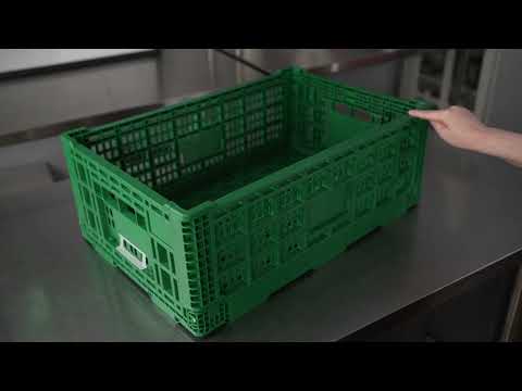 Cater Tek Rectangle Green Plastic 36L Collapsible Milk Crate - Stackable -  23 1/2 x 15 3/4 x 8 1/2 - 1 count box